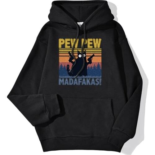 Pew Pew Madafakas Printing Streetwear Autumn Daily Casual Men Hoodie Hip Hop Harajuku Sweatshirt Cartoon Loose Mens Hooded Tops