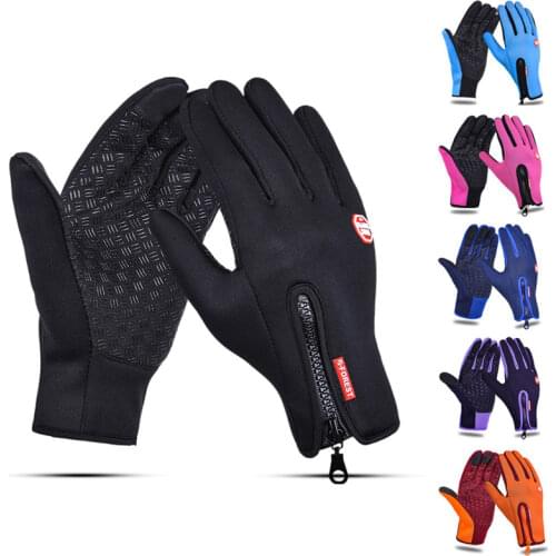 Outdoor gloves touch screen men and women riding zipper sports winter warm fleece mountaineering ski gloves