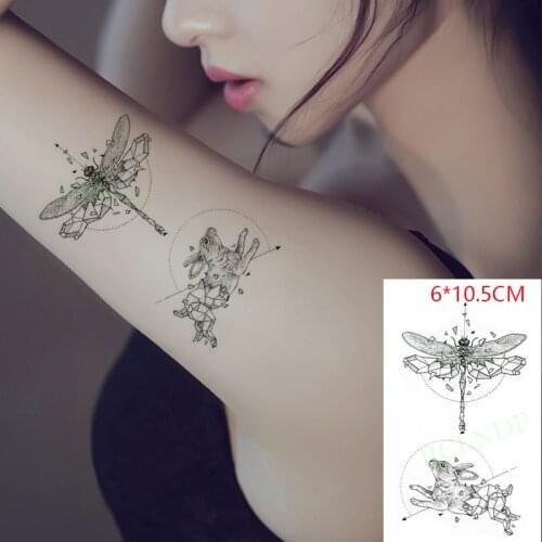 Waterproof Temporary Tattoo Sticker Rabbit Dragonfly Arrow Body Art Flash Tattoo Fake Tattoo for Women Men