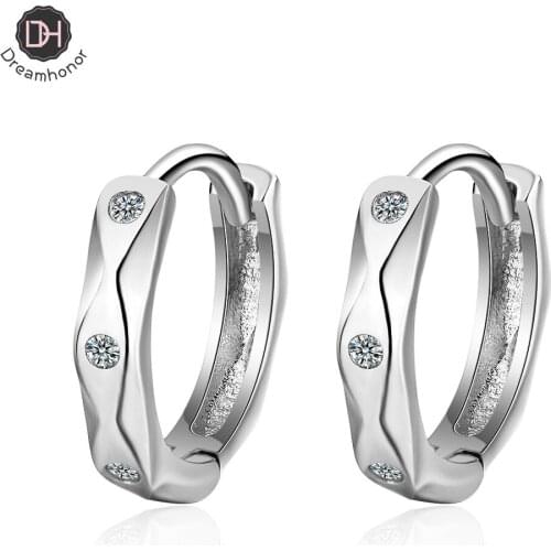 Dreamhonor European American 925 Sterling Silver New Niche Geometric Zirconia Clip Earrings Jewelry For Women Gift Accessories