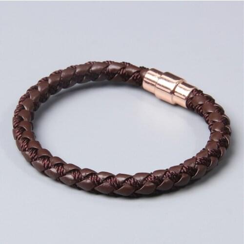 Ladies Men Simple Brown Leather Rope Woven Bracelet Friends Family Bracelet Gift rose gold Neutral Decorative Jewelry bracelets