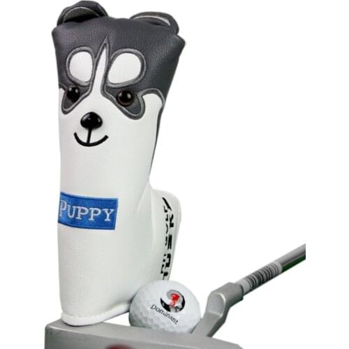 1Pc Golf Club Headcover Lovely Husky Golf Putter Clubs Head Cover Cartoon Animal PU Leather Headcover Dustproof Covers 14*18cm
