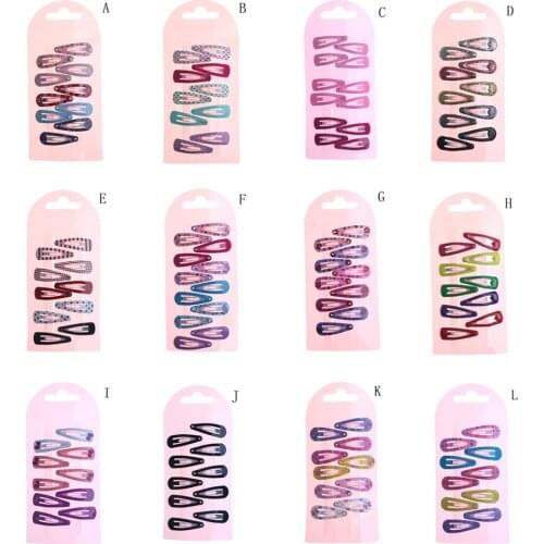 10-12pcs/set BB Clips Children Barrettes Mini Small 3.5cm Printing Headwear Cartoon Girls' Hair Grips Kids Hairpin Accessories