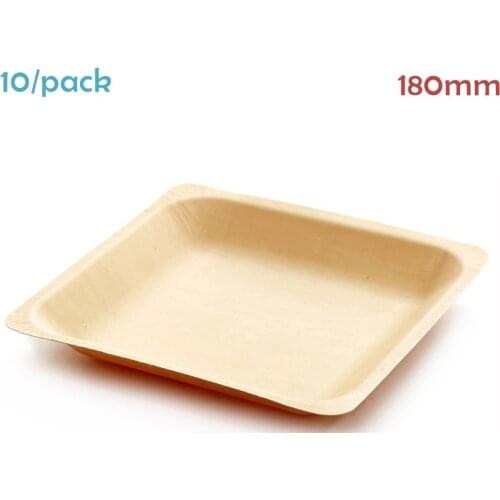 Promotion - Party Wedding Supplies Disposable Tableware Sushi/Salad/Dessert 180mm Square Wood Plate, 10/Pack
