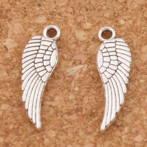 Angel Wing Charm Beads 120pcs Zinc Alloy Pendants Fashion Jewelry DIY L158 16.8x4.8mm