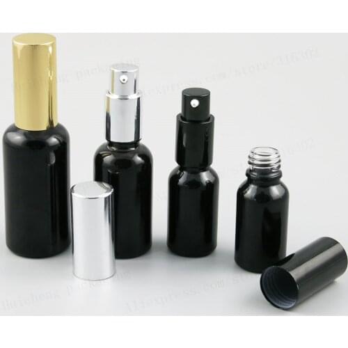 12 x 100ml 50ml 30ml 20ml 15ml 10ml Shining Black Cream Shampoo Bottle With Aluminium Pump Cosmetic Containers