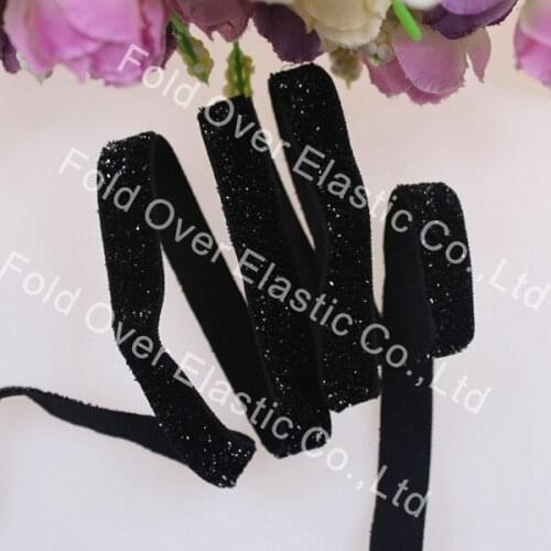 3/8'' ELASTIC Glitter Velvet Ribbon B-7 for hair accessory DIY, 250yards/roll
