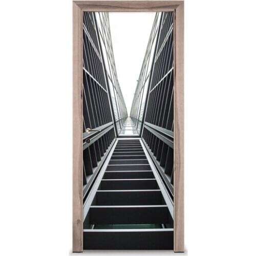 3D Door Sticker Look Up Buidling Mural Wall Sticker DIY Door Cover Kitchen Home Decoration Accessories Modern 3d Wall Stickers