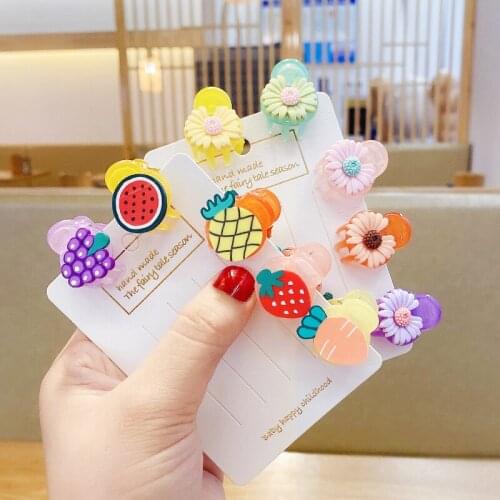 5 Pcs/Set Children Cute Fresh Fruit Flower Small Hair Claws Girls Sweet Acrylic Hair Clips Kids Lovely Hairpins Hair Accessories