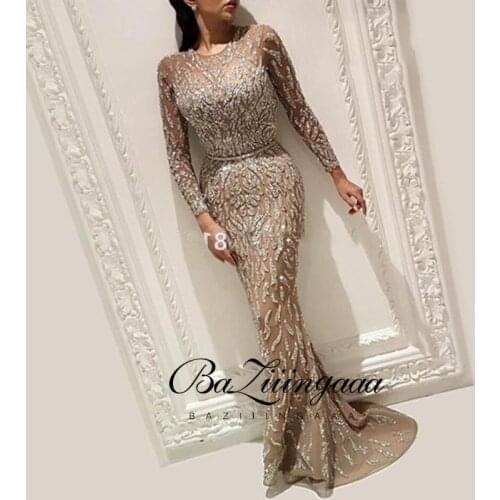 BAZIIINGAAA Luxury Ball Gown Long Woman Gown 2021 Sequins Evening Dresses Parties Robe de bal Plus Size Prom Party Gowns