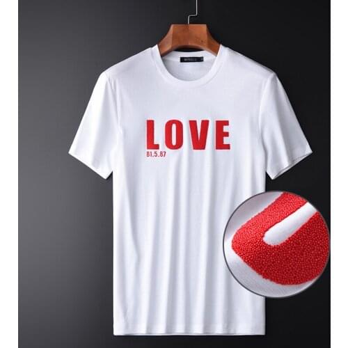 White Mens Luxury 100% Mercerized Cotton Grain Printing Man Plus Size 4xl Summer Slim Fit Men T-shirts