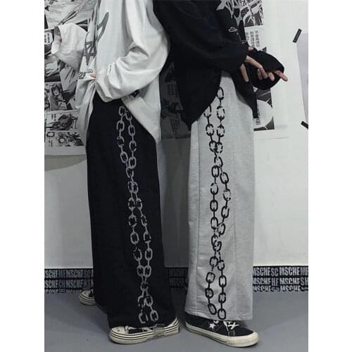 Gray Hip Hop Pants Harajuku Loose Gothic Japan Cool Autumn Trousers Fashion Funny Straight Hip Hop Black Vintage Pants Women