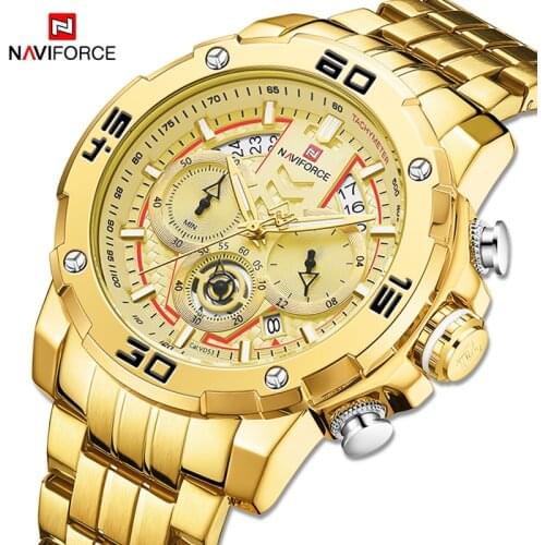NAVIFORCE Sport Mens Watches Luxury Gold Military Quartz Men Wristwatch Chronograph Waterproof Clock Male Relogio Masculino 2020