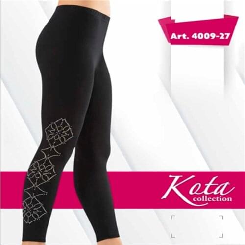 COMBED ELASTAN BRIGHT BEADS EMBROIDERED LONG TIGHTS 93% Cotton 7% Elastane