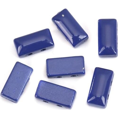 DoreenBeads Fashion Zinc Based Alloy Enamel Spacer Beads Two Holes Rectangle White Jewelry DIY Charms About 12mm x 6mm, 10 PCs