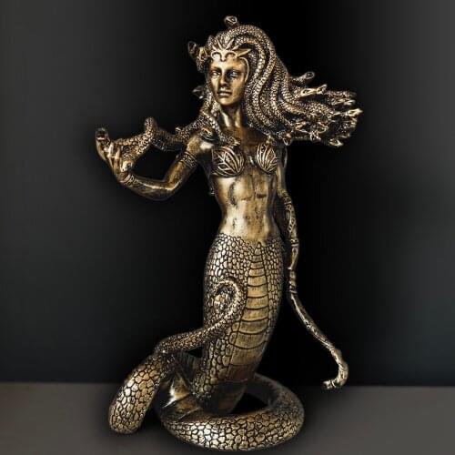 European Retro Home Decorations Snake Girl Resin Statue Sculpture Living Room Study Office Fantasy Personality Decoration Gift
