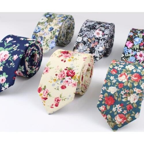 Flower Cotton Necktie Skeleton Artificial Skinny Ties Men Tulip Small Tie Anchor Designer Star Cravat Paisley