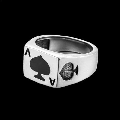 Support Dropship Size 7-13 Poker Spade Ace Ring 316L Stainless Steel Jewelry Fashion Party Ring