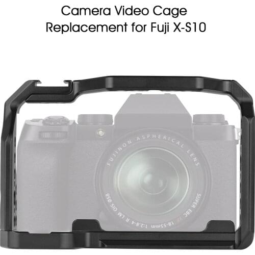 Aluminum Alloy Camera Video Cage with Cold Shoe Mount Arca-Swiss QR Bottom Plate ARRI Locating Hole Replacement for Fuji X-S10