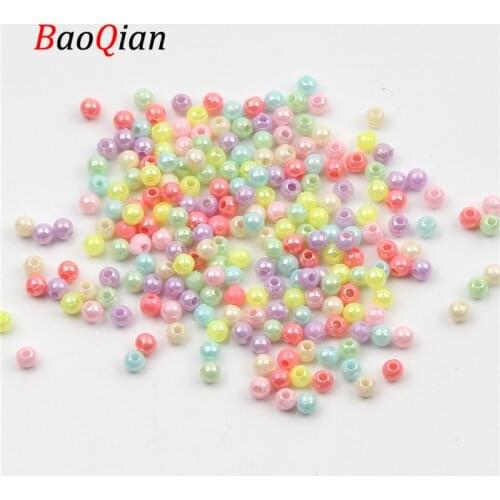 4/6/8 / 10mm Color Round Acrylic Loose Beads DIY Jewelry Making Fashion Necklace Bracelet Bracelet Gasket Beads