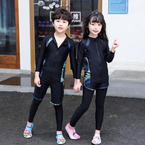 Girls Swimwear Rashguard Long Sleeve Swimsuit For Teenager Beachwear Kids Tankini Bikini Children Swimming Suit Split Boys Sun