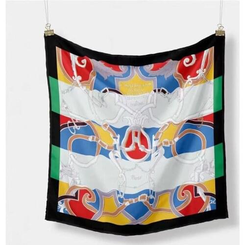 53*53cm Square Scarf Girls Silk Satin Hijab Fashion Belt Print Bandana Female Wrist Ankle Tie Jewelry Accessories Gift Headband