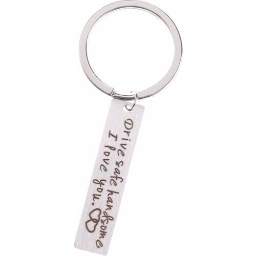 Stainless Steel Drive Safe Engraved Car Keychain Car Pendants Kits for Husband Boyfriend Gift Wedding Favor
