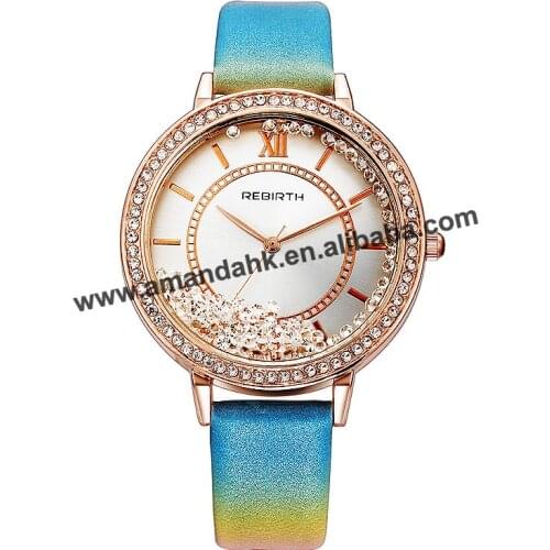 New Hot Sale Fashion Women Quartz Watch Crystal Move Beads Casual Jewelry Dress Watch Rhinestone Leather Wristwatch