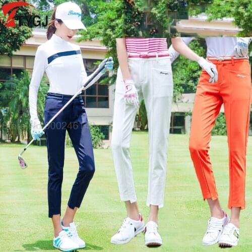Send Belt !Women Golf Pants High Elastic Ball Pants Summer Slim Breathable Pant for Golf Tennis womens Trousers XS-XL