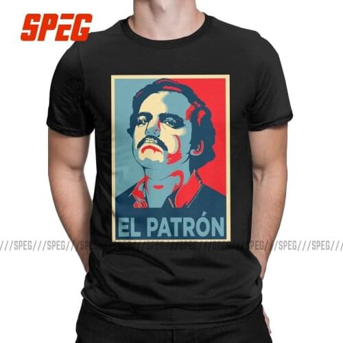 Pablo Escobar Mens T Shirt El Patron Narcos Novelty Tee Shirt Short Sleeve Crewneck T-Shirts Cotton Gift Idea Tops