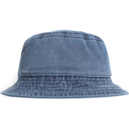 Harajuku Solid Bucket Hats Foldable Washed Denim Fisherman Hat Women Men Outdoor Bob Panama Hiking Fishing Hat Sun Hats Caps