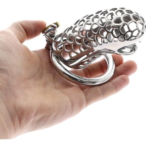 Silvery Snake Stop Masturbation Cock Cage Chastity Abstinence Device Belt Lockable Male Cock Penis Ring BDSM Sex Toys for Men