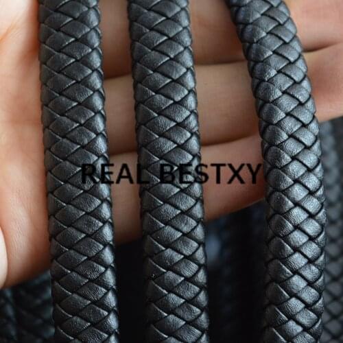 REAL BESTXY 5m/lot 12*6mm black Braided Leather Flat Cord Real Leather Cord Rope String Fit Jewelry Findings DIY Craft Making