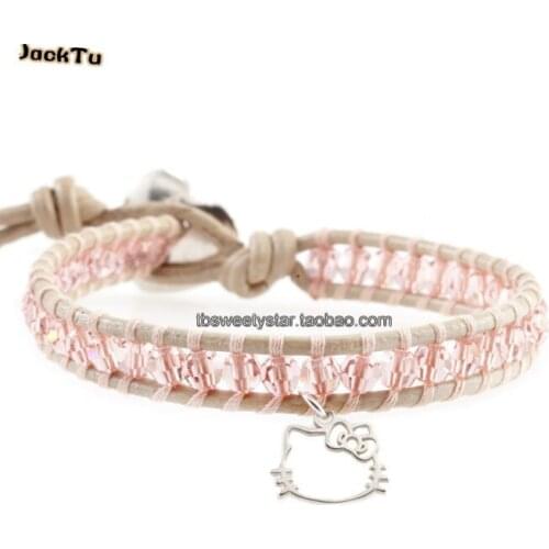 Pink Crystal Charm Bracelet Handmade Boho Beaded Super Model Bracelet Gift Dropshipping