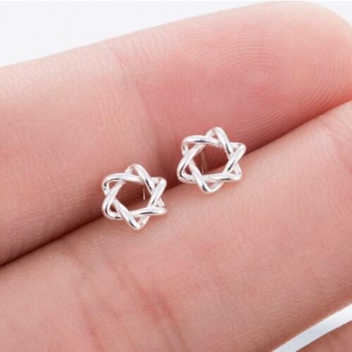 Sasusp 925 Sterling Silver Star Earrings For Women Vintage Knot Earring Ear Studs For Friendship Gift