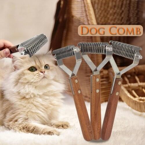 1PC Pet Removers Knot Cutter Groomer Brush Toothbrush Feeding Wooden Handle Dog Comb Hair Grooming Comb Cat Wooden Handle