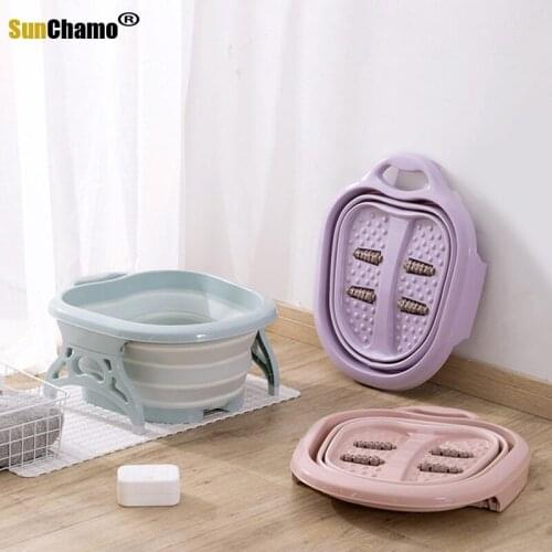 Folding Plastic Foot Soaking Barrel Massage Barrel Foot Bathtub Heightening Washing Barrel Large Household Foot Bath Barrel