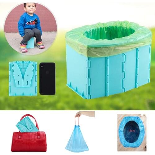 Folding Outdoor Portable Baby Potty Toilet Seat Car Travel Camping Sanitized Kids Toilet With Disposable Bag