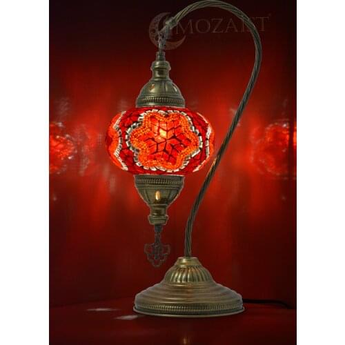 MOZAIST Turkish Lamp, Swan Neck Mosaic Table Lamp, Moroccan Decorative Glass Antique Bohemian Vintage Light Shade, Tiffany Desk