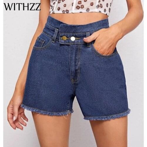 WITHZZ Spring Summer Womens Jeans Straight Female Denim Shorts