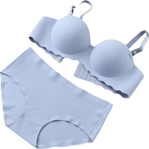 Ladies pure cotton underwear mid-waist adjustment comfortable gathering breathable one-piece bra without steel ring AB Cup