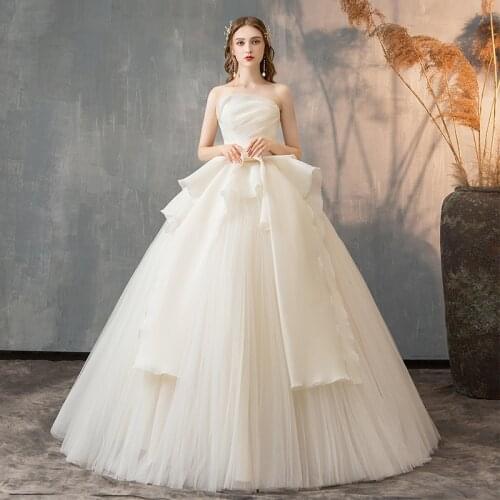Light Wedding Dress 2021 New Bride Strapless Simple Ball Gown es Vestidos De Novia