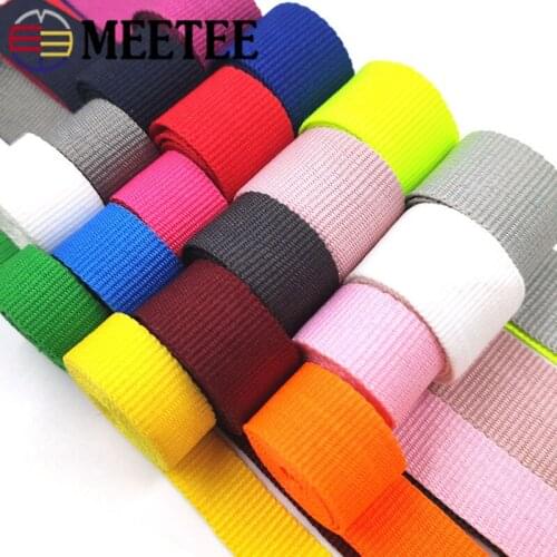 20Meters Meetee 20mm Polyester Plain Ribbon High Quality Colorful Webbing DIY Backpack Belt Tape Hometextile Sewing Accessories