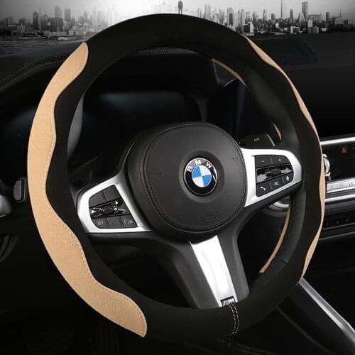 38CM Suede Cow Leather Car Steering Wheel Cover for BMW X1 X2 X3 X4 E84 F84 F39 E83 F25 G01 F97 F26 G02 F98 Auto Accessories