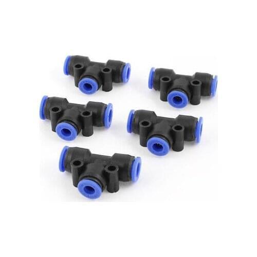 5 Pcs 8mm to 8mm One Touch Ends Piping Push In Quick Fittings T Connectors