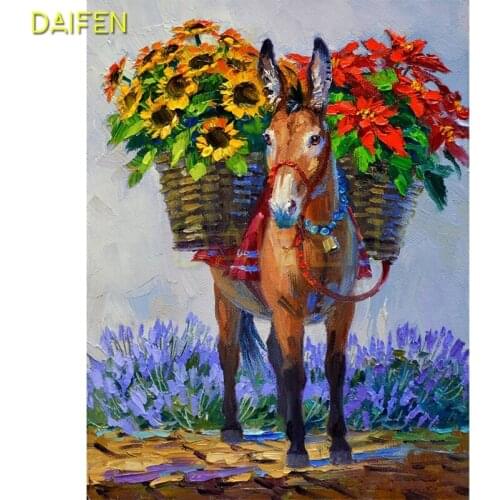 Full Round Diamond embroidery Cross stitch Sunflower hyacinth Full Square Diamond mosaic Donkey horse 5D DIY Diamond painting