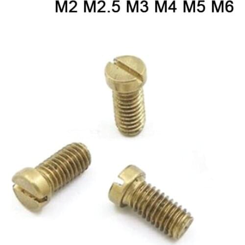 Free Shipping High Quality M2 M2.5 M3 M4 M5 M6 Brass Slotted cheese head screw DIN84 Brass screw Brass bolt GB65