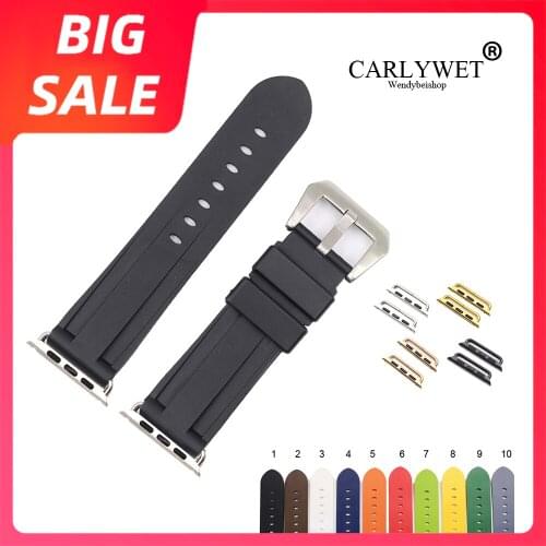 CARLYWET 38 40 42 44mm Top Quality White Silicone Rubber Replacement Wrist Watch band Strap Loop Belt For Iwatch Series 4/3/2/1
