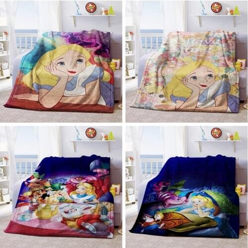Disney Alice in Wonderland Blanket Teens Children Dormitory Cover Kindergarten Air Conditioning Nap Blankets Keep Warm Comfort