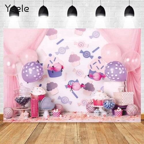 Yeele Dessert Background Lollipop Candy Dreamy Pink Backdrop Girl Baby Shower Birthday Photography Photophone For Photo Studio